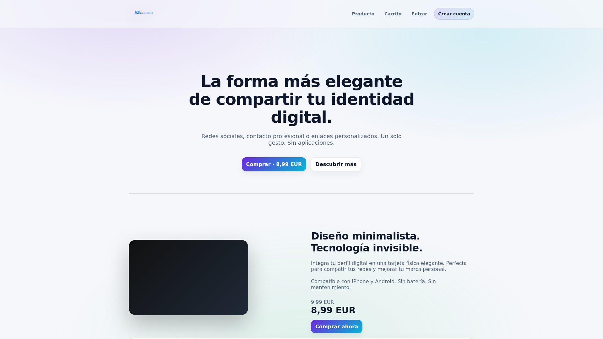 Vista previa del proyecto NFC Social Card